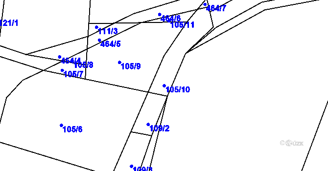Parcela st. 105/10 v KÚ Přepychy, Katastrální mapa