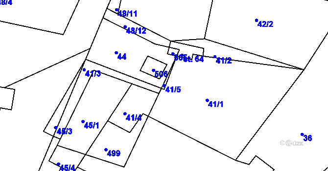 Parcela st. 41/5 v KÚ Přepychy, Katastrální mapa