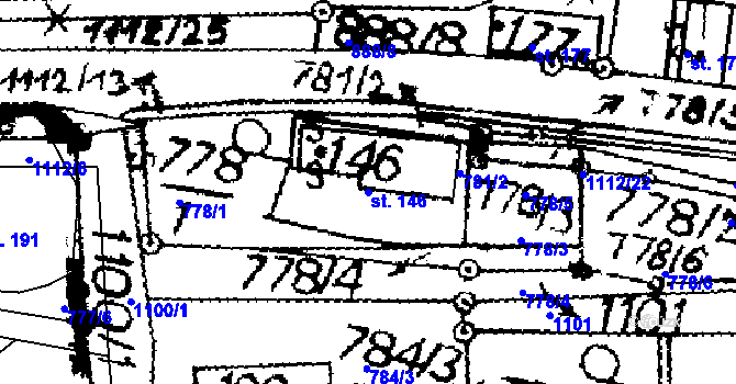 Parcela st. 146 v KÚ Přepychy u Opočna, Katastrální mapa