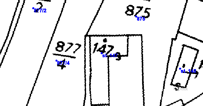 Parcela st. 147 v KÚ Přepychy u Opočna, Katastrální mapa