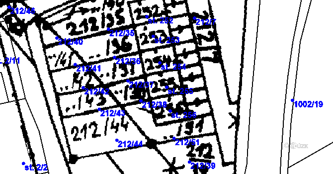 Parcela st. 255 v KÚ Přepychy u Opočna, Katastrální mapa