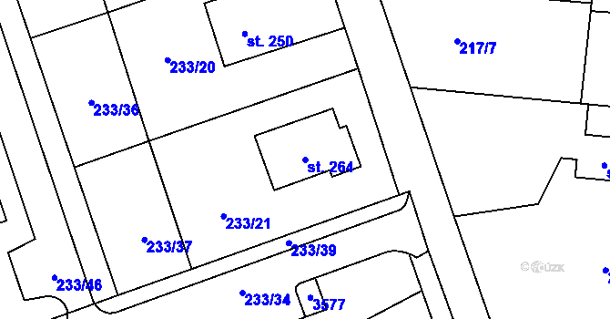Parcela st. 264 v KÚ Přepychy u Opočna, Katastrální mapa