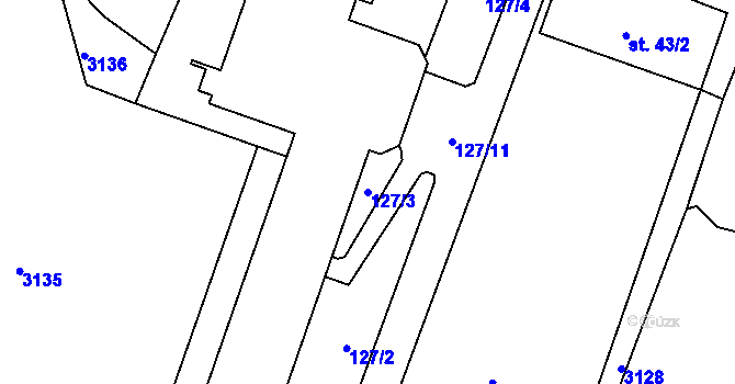 Parcela st. 127/3 v KÚ Přepychy u Opočna, Katastrální mapa