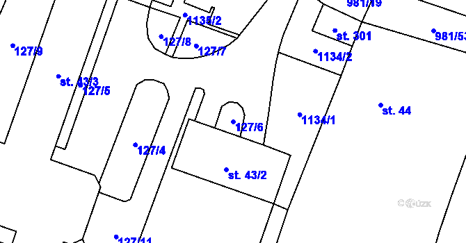 Parcela st. 127/6 v KÚ Přepychy u Opočna, Katastrální mapa