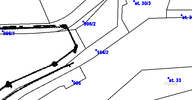 Parcela st. 154/2 v KÚ Přepychy u Opočna, Katastrální mapa