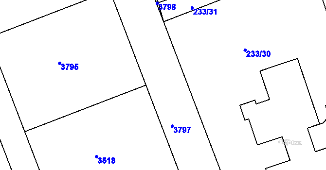 Parcela st. 233/13 v KÚ Přepychy u Opočna, Katastrální mapa