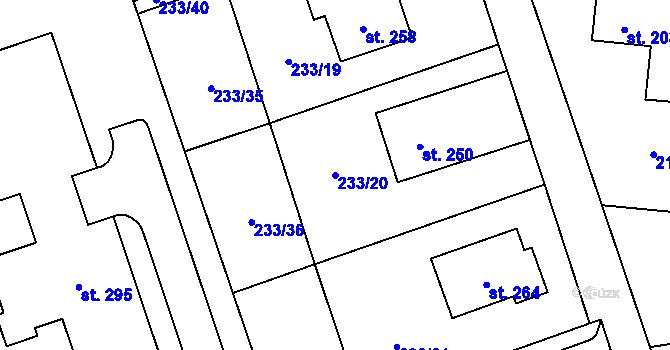 Parcela st. 233/20 v KÚ Přepychy u Opočna, Katastrální mapa