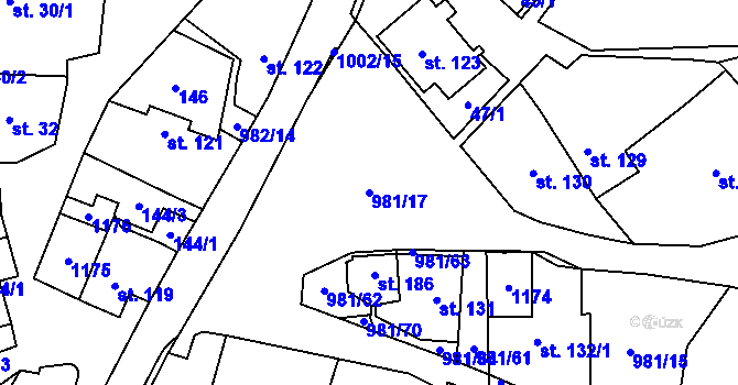 Parcela st. 981/17 v KÚ Přepychy u Opočna, Katastrální mapa