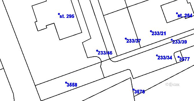 Parcela st. 233/46 v KÚ Přepychy u Opočna, Katastrální mapa
