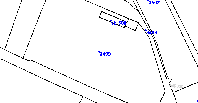 Parcela st. 3499 v KÚ Přepychy u Opočna, Katastrální mapa
