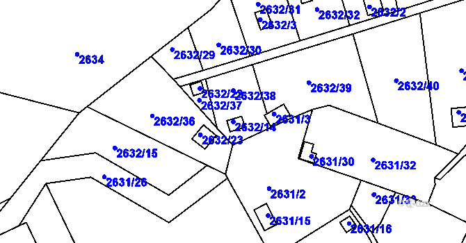 Parcela st. 2632/14 v KÚ Přerov, Katastrální mapa