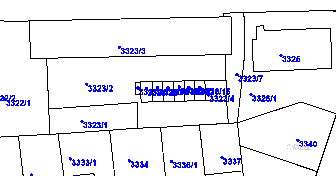 Parcela st. 3323/18 v KÚ Přerov, Katastrální mapa