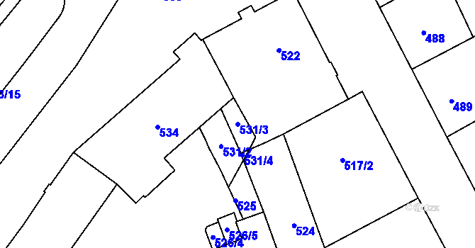 Parcela st. 531/3 v KÚ Přerov, Katastrální mapa