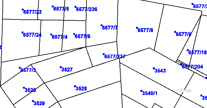Parcela st. 6577/237 v KÚ Přerov, Katastrální mapa
