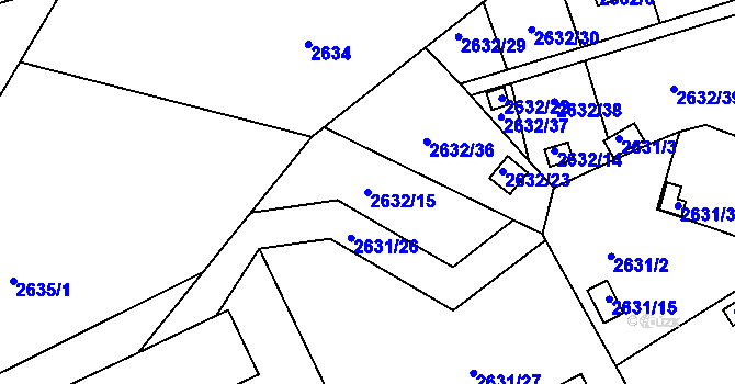 Parcela st. 2632/15 v KÚ Přerov, Katastrální mapa