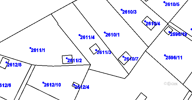 Parcela st. 2611/3 v KÚ Přerov, Katastrální mapa