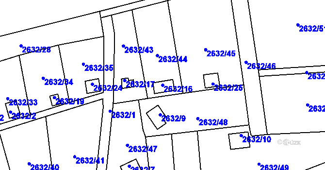 Parcela st. 2632/16 v KÚ Přerov, Katastrální mapa