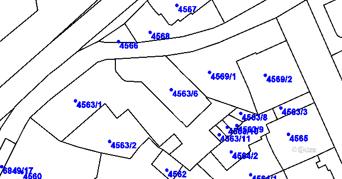 Parcela st. 4563/6 v KÚ Přerov, Katastrální mapa