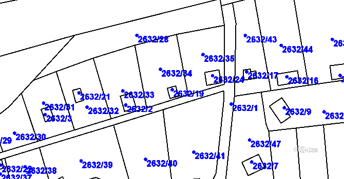 Parcela st. 2632/19 v KÚ Přerov, Katastrální mapa