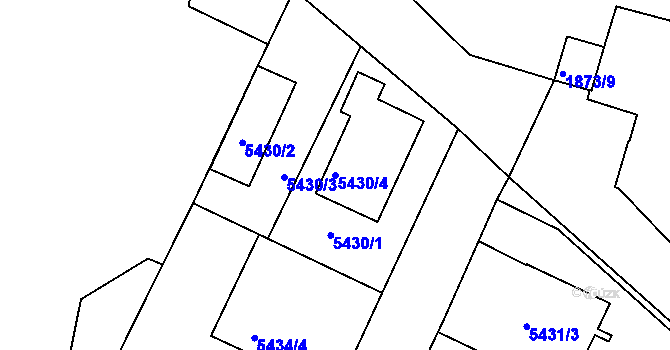 Parcela st. 5430/4 v KÚ Přerov, Katastrální mapa