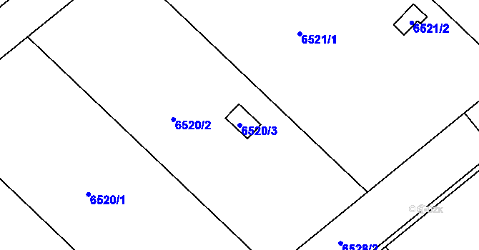 Parcela st. 6520/3 v KÚ Přerov, Katastrální mapa