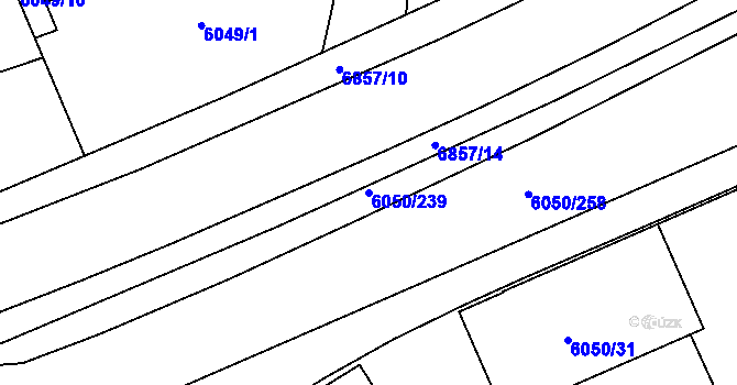 Parcela st. 6050/239 v KÚ Přerov, Katastrální mapa