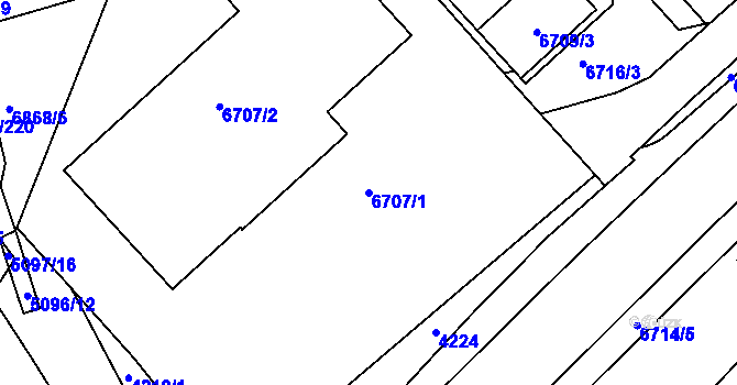 Parcela st. 6707/1 v KÚ Přerov, Katastrální mapa
