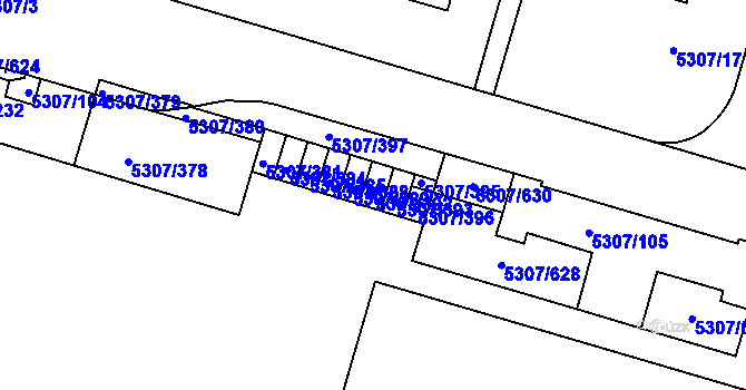 Parcela st. 5307/392 v KÚ Přerov, Katastrální mapa