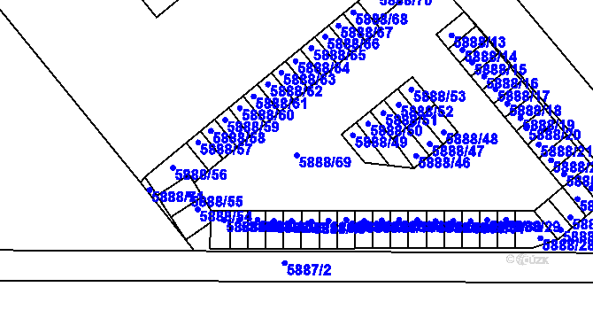 Parcela st. 5888/69 v KÚ Přerov, Katastrální mapa