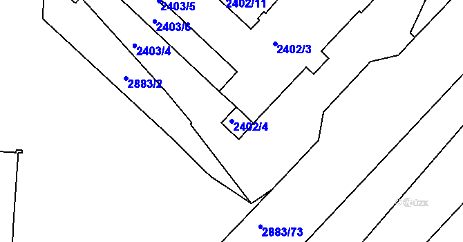 Parcela st. 2402/4 v KÚ Přerov, Katastrální mapa