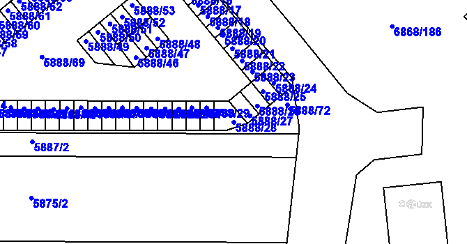 Parcela st. 5888/28 v KÚ Přerov, Katastrální mapa