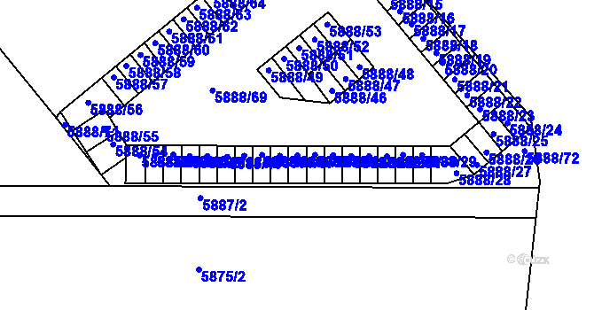 Parcela st. 5888/36 v KÚ Přerov, Katastrální mapa