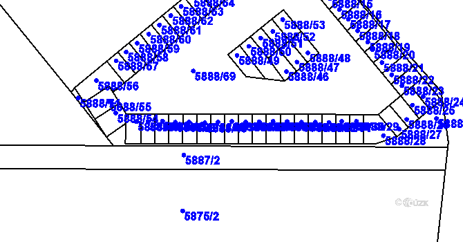 Parcela st. 5888/38 v KÚ Přerov, Katastrální mapa