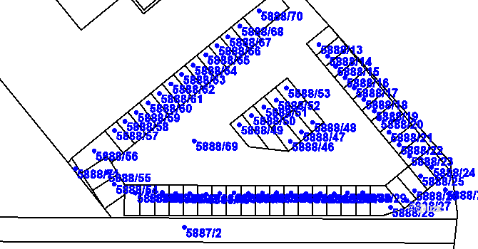 Parcela st. 5888/49 v KÚ Přerov, Katastrální mapa