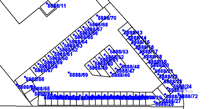 Parcela st. 5888/52 v KÚ Přerov, Katastrální mapa