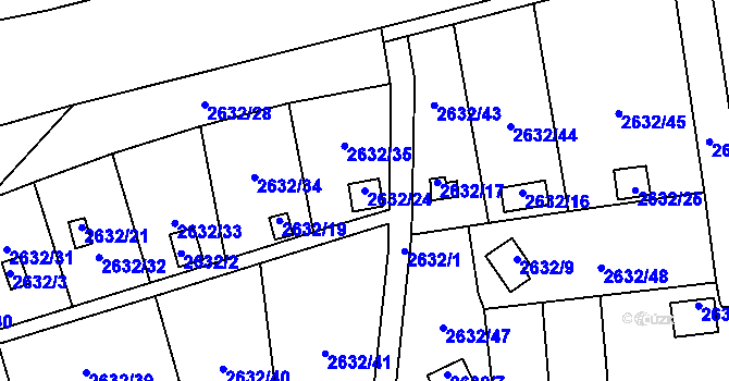 Parcela st. 2632/24 v KÚ Přerov, Katastrální mapa