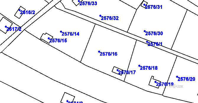 Parcela st. 2576/16 v KÚ Přerov, Katastrální mapa