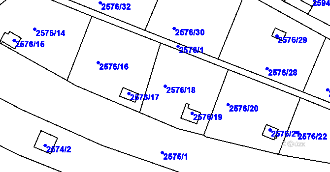 Parcela st. 2576/18 v KÚ Přerov, Katastrální mapa