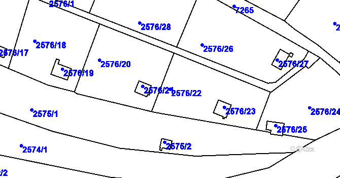 Parcela st. 2576/22 v KÚ Přerov, Katastrální mapa