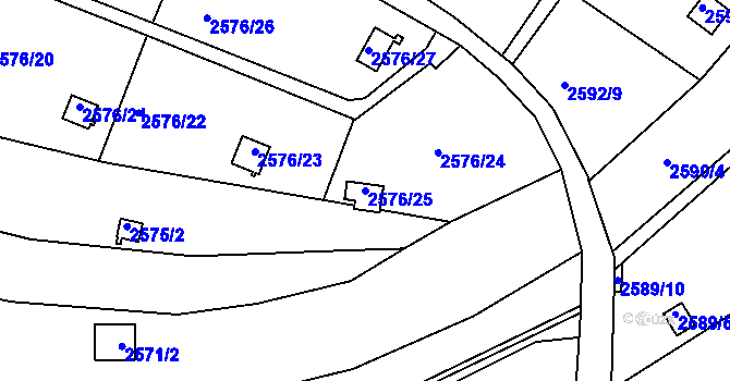 Parcela st. 2576/25 v KÚ Přerov, Katastrální mapa