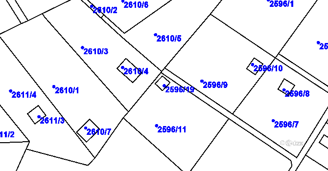 Parcela st. 2596/19 v KÚ Přerov, Katastrální mapa