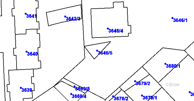 Parcela st. 3646/5 v KÚ Přerov, Katastrální mapa