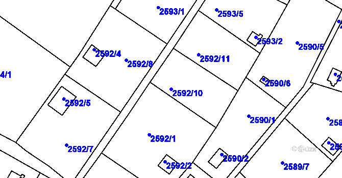 Parcela st. 2592/10 v KÚ Přerov, Katastrální mapa