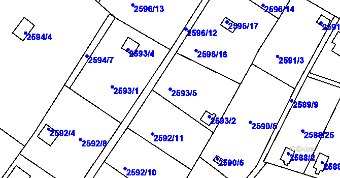 Parcela st. 2593/5 v KÚ Přerov, Katastrální mapa