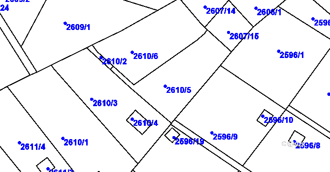 Parcela st. 2610/5 v KÚ Přerov, Katastrální mapa