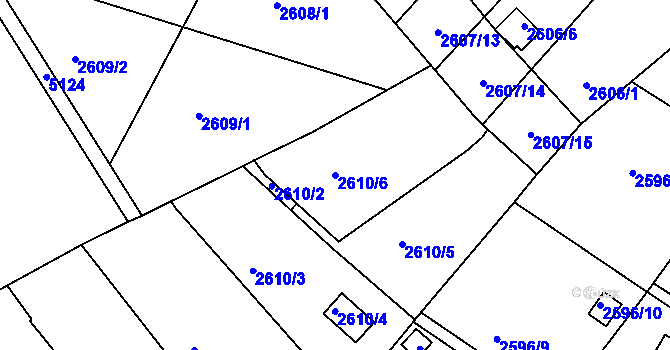 Parcela st. 2610/6 v KÚ Přerov, Katastrální mapa