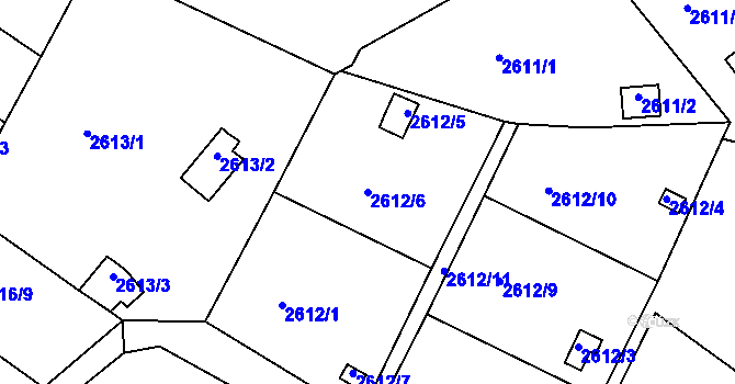 Parcela st. 2612/6 v KÚ Přerov, Katastrální mapa