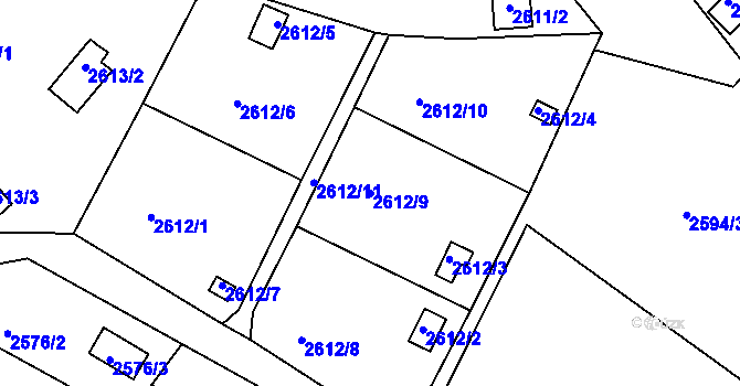 Parcela st. 2612/9 v KÚ Přerov, Katastrální mapa