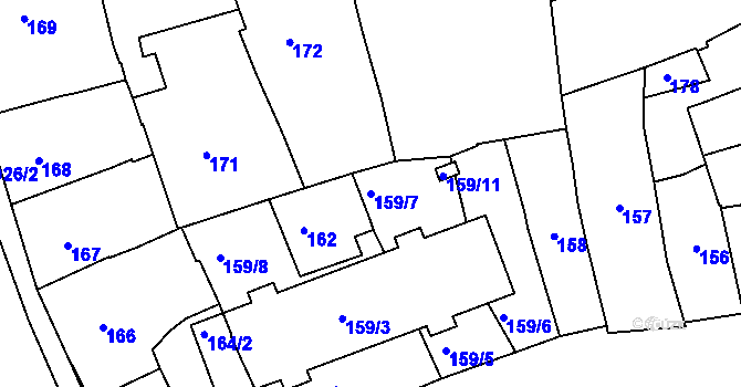 Parcela st. 159/7 v KÚ Přerov, Katastrální mapa