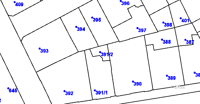 Parcela st. 391/2 v KÚ Přerov, Katastrální mapa